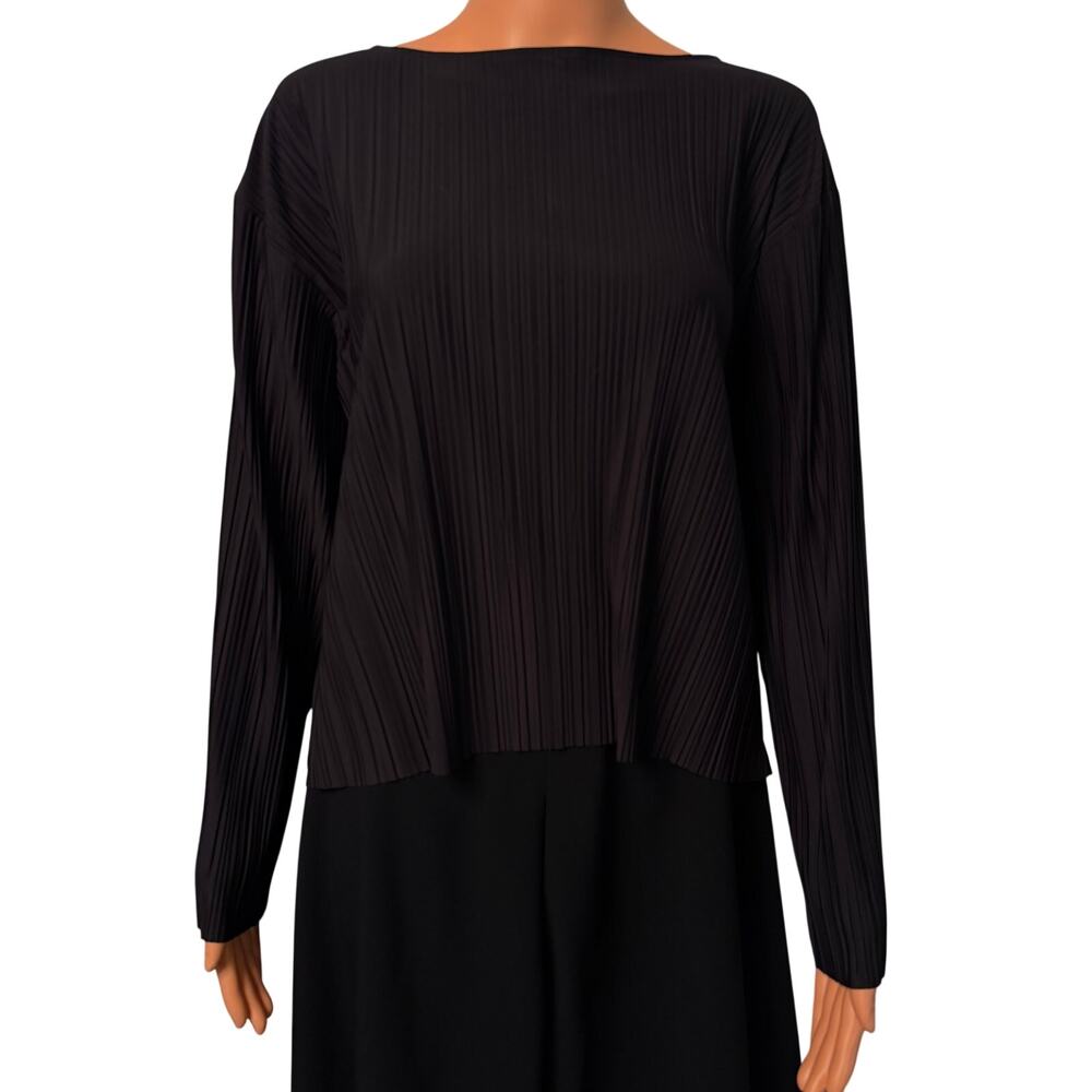 The Row All over Pleated Boxy Top Black size S Long Sleeve Designer Minimalism